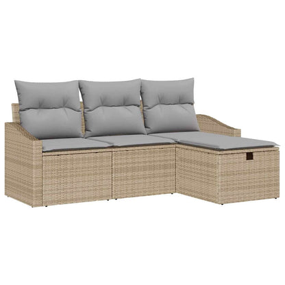 Set di divani con cuscino 4 pcs Beige polyrattan