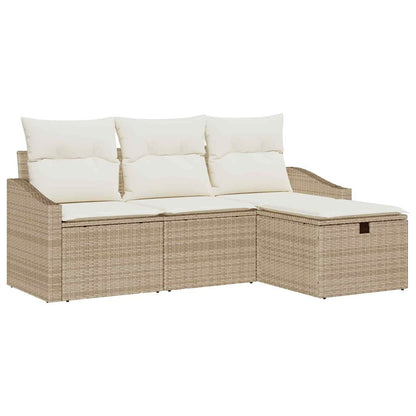 Set di divani con cuscino 4 pcs Beige polyrattan - homemem39