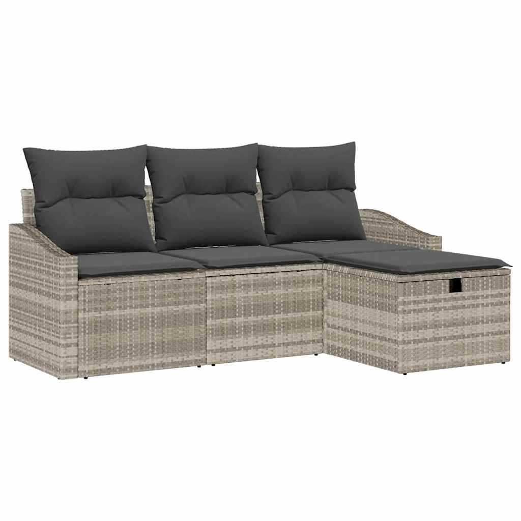Set di divani con cuscino 4 pcs Grigio chiaro polyrattan - homemem39