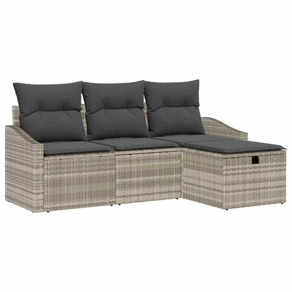Set di divani con cuscino 4 pcs Grigio chiaro polyrattan - homemem39