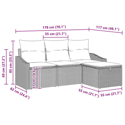 Set di divani con cuscino 4 pcs Nero Poly Rattan | homemem39
