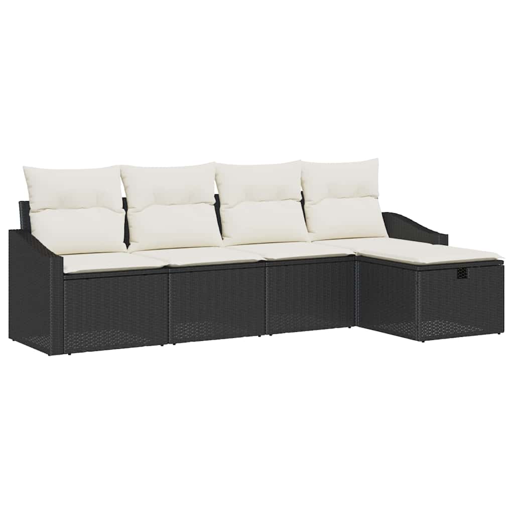 Set di divani con cuscino con archiviazione Nero polyrattan - homemem39