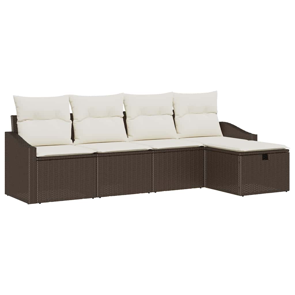 Set di divani con cuscino 5 pcs Marrone polyrattan - homemem39