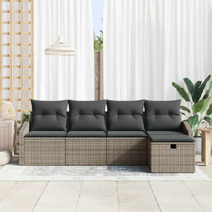 Set di divani con cuscino 5 pcs Grigio polyrattan
