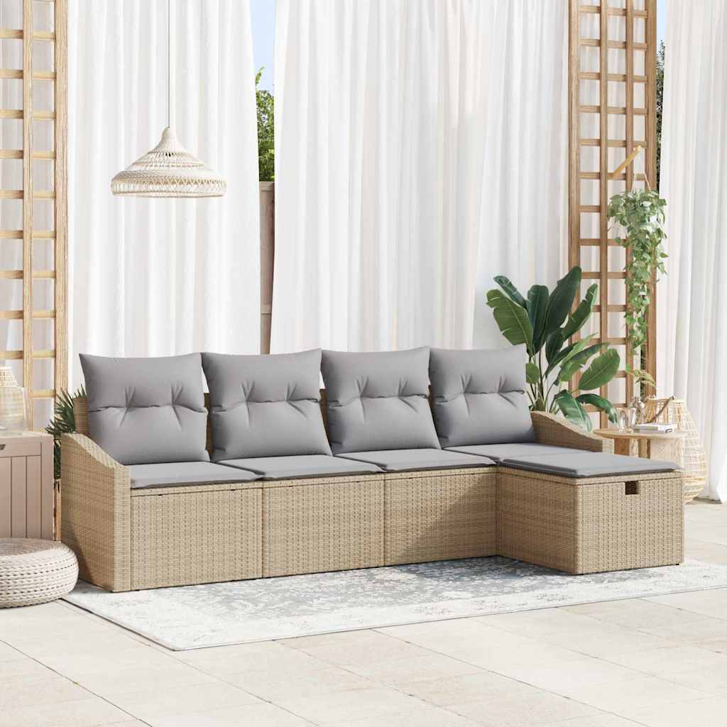 Set di divani con cuscino con archiviazione Beige polyrattan - homemem39