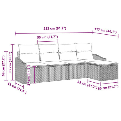 Set di divani 5 pz Nero polyrattan | homemem39