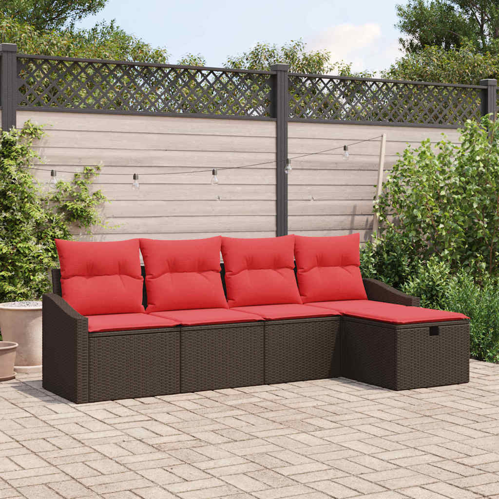 Set di divani con cuscino con archiviazione Marrone polyrattan | homemem39