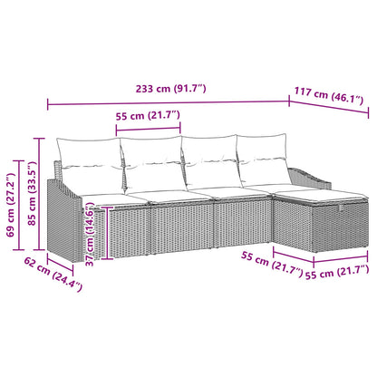 Set di divani con cuscino con archiviazione Marrone polyrattan | homemem39