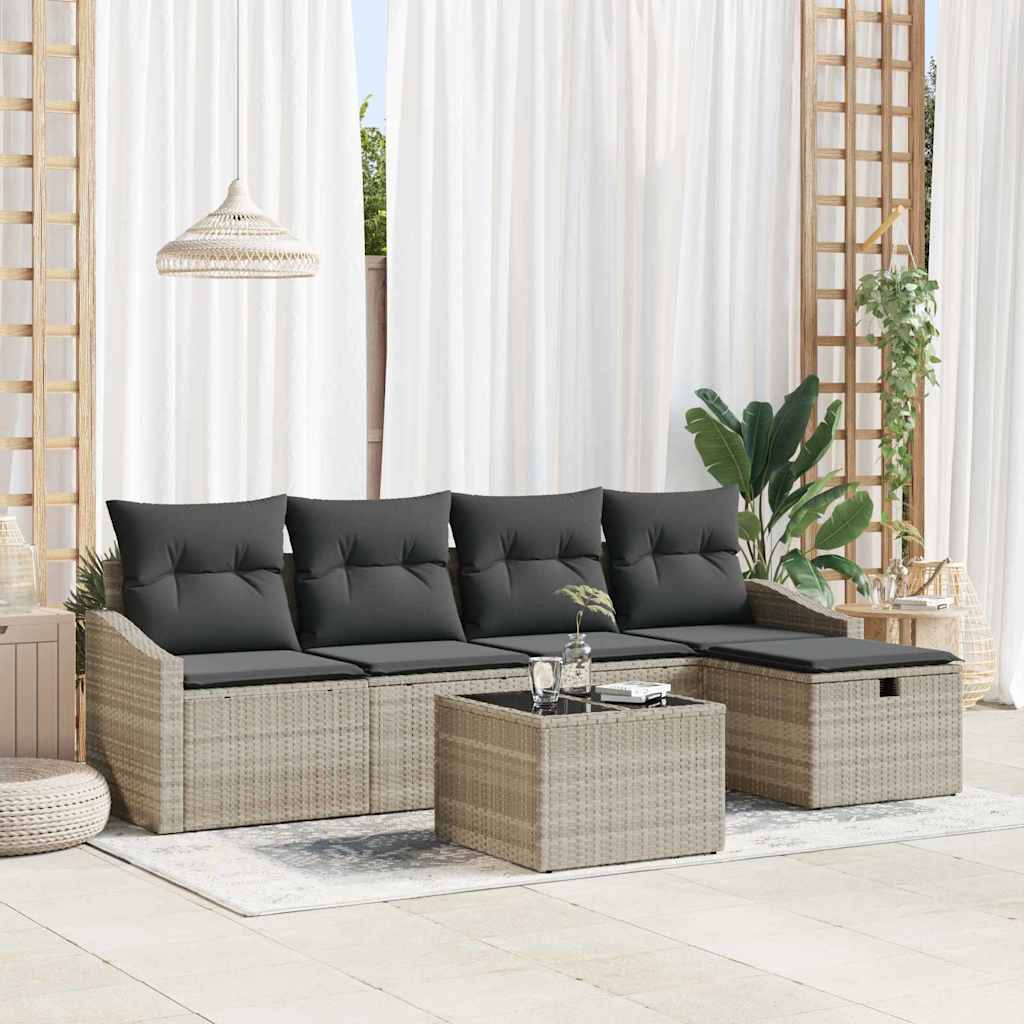 Set di divani con cuscino Grigio chiaro polyrattan - homemem39