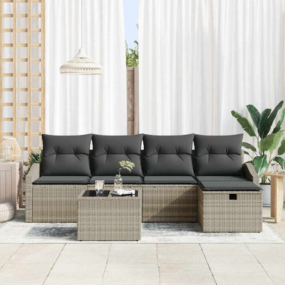 Set di divani con cuscino Grigio chiaro polyrattan - homemem39