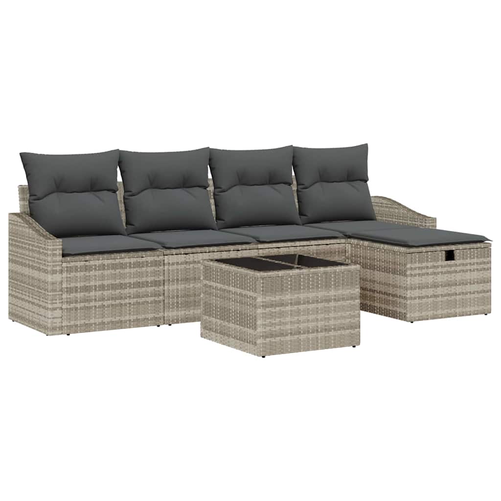 Set di divani con cuscino Grigio chiaro polyrattan - homemem39