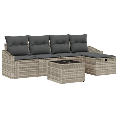 Set di divani con cuscino Grigio chiaro polyrattan - homemem39