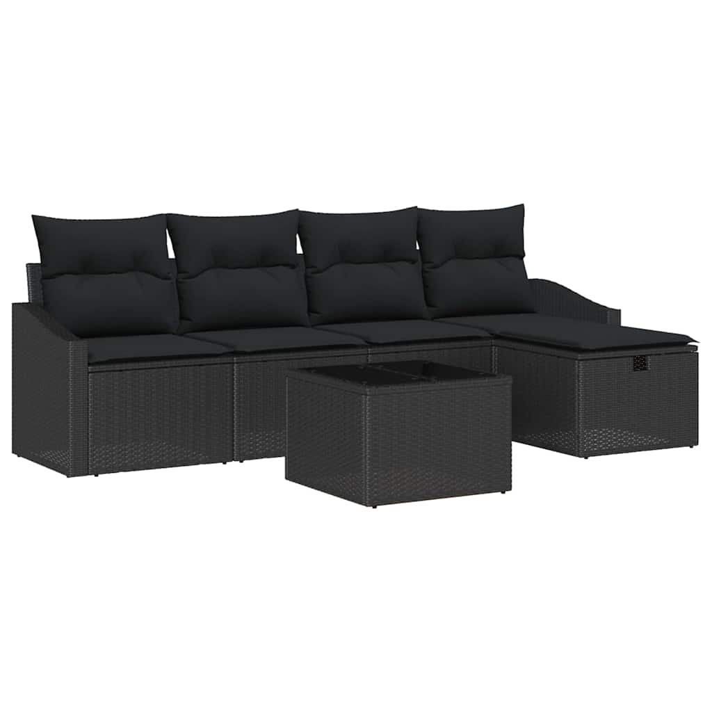 Set di divani 6 pz Nero polyrattan | homemem39