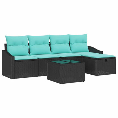 Set di divani con cuscino 6 pcs Nero polyrattan | homemem39