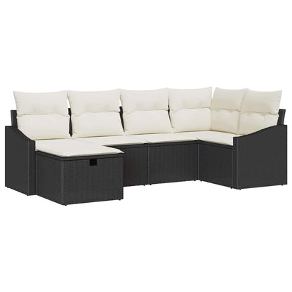 Set di divani con cuscino 6 pcs Nero e Crema polyrattan - homemem39