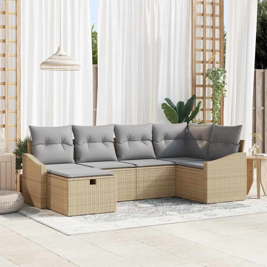 Set di divani 6 pcs Beige e Grigio Chiaro polyrattan