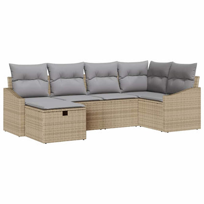 Set di divani 6 pcs Beige e Grigio Chiaro polyrattan - homemem39
