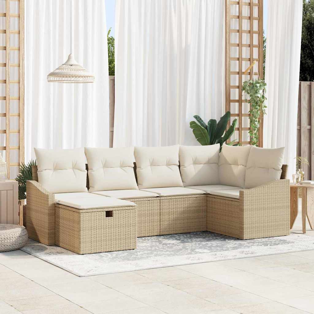 Set di divani con cuscino Beige e Crema polyrattan - homemem39