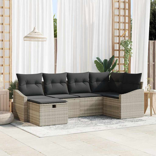 Set di divani 6 pcs Grigio chiaro e grigio polyrattan