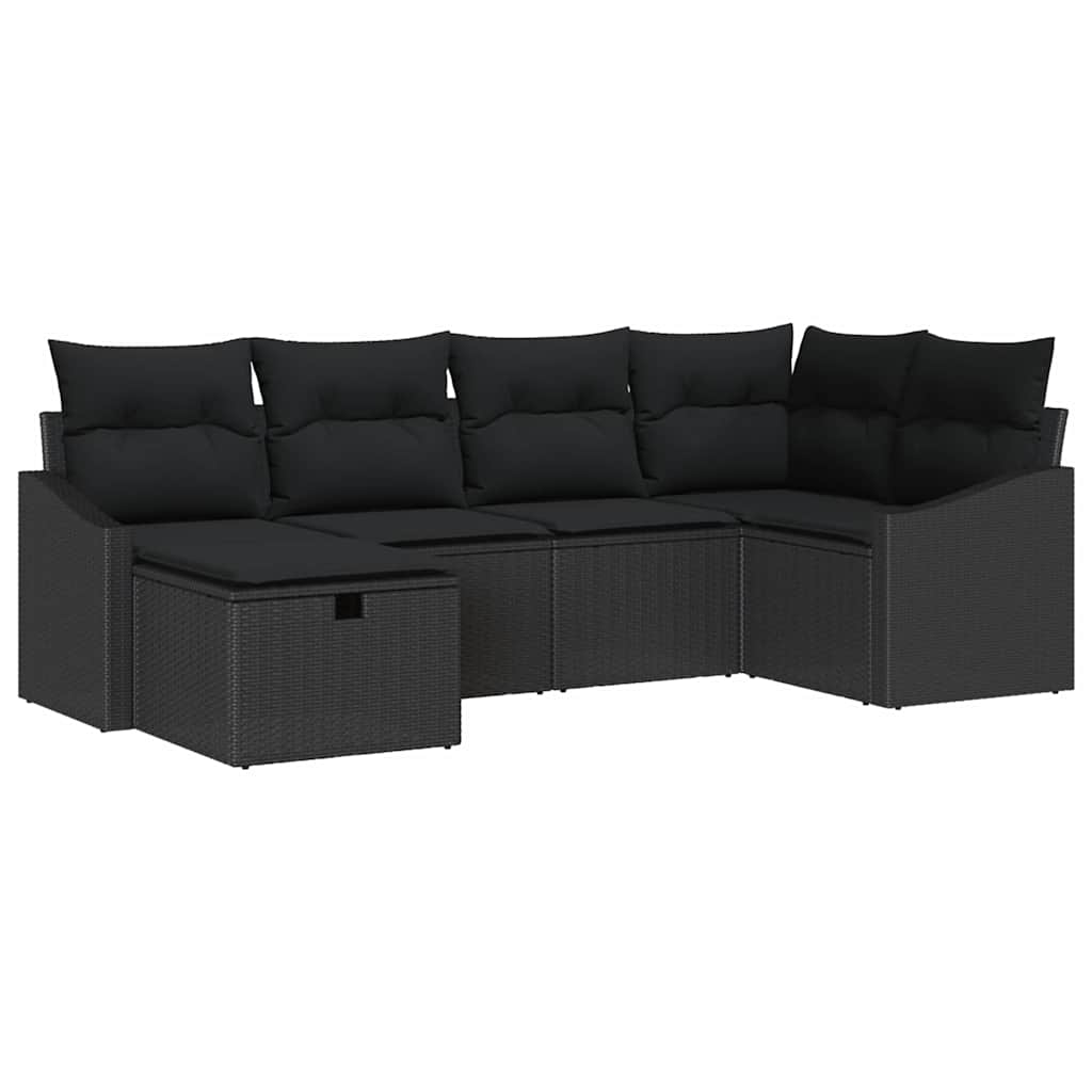 Set di divani 6 pz Nero polyrattan | homemem39