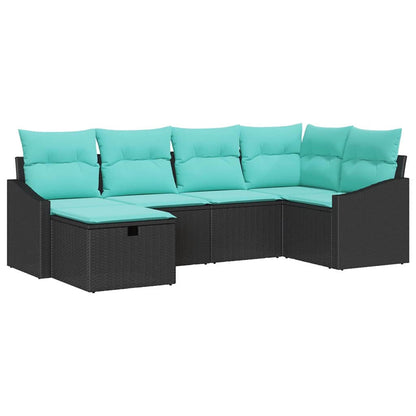 Set di divani con cuscino 6 pcs Nero polyrattan | homemem39