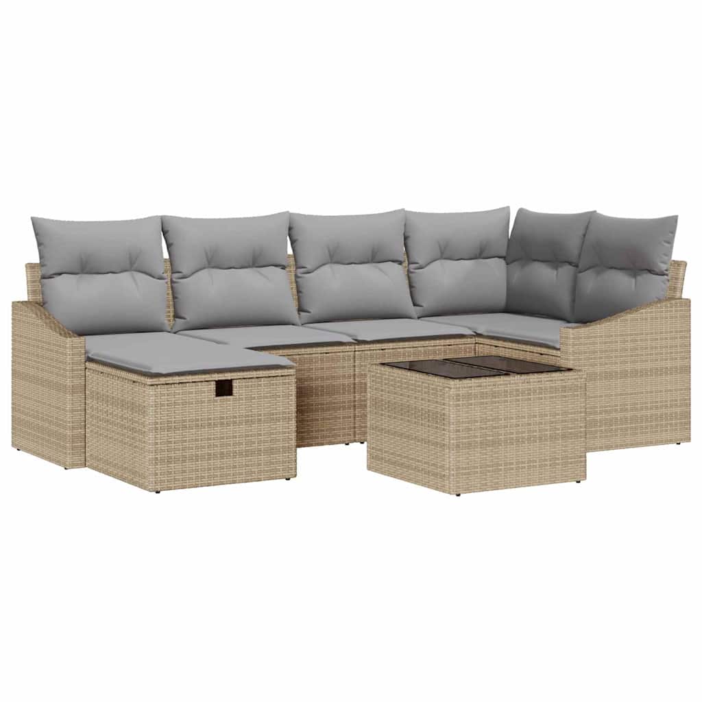 Set di divani con cuscino Beige e Grigio Chiaro polyrattan - homemem39