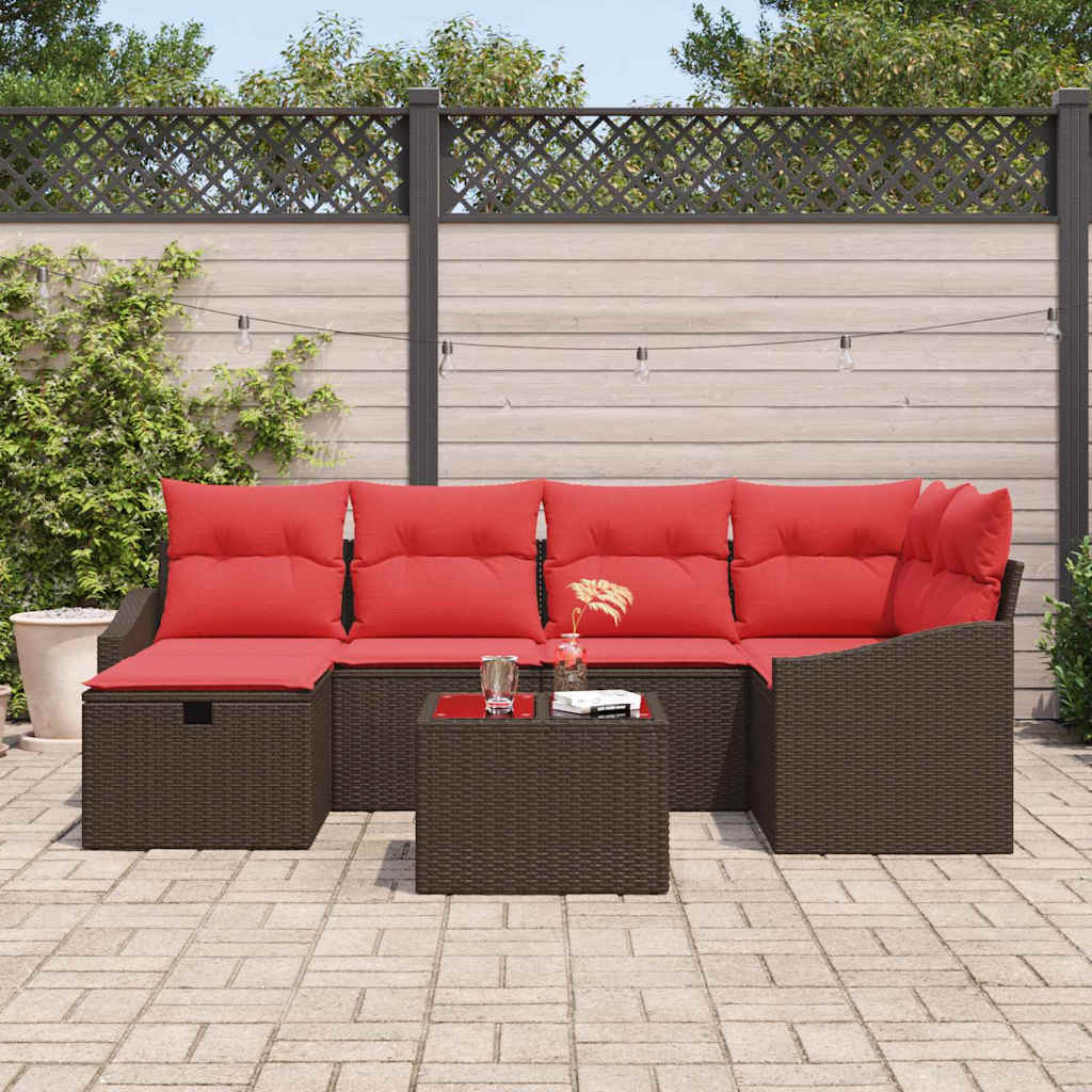 Set di divani con cuscino con archiviazione Marrone polyrattan | homemem39