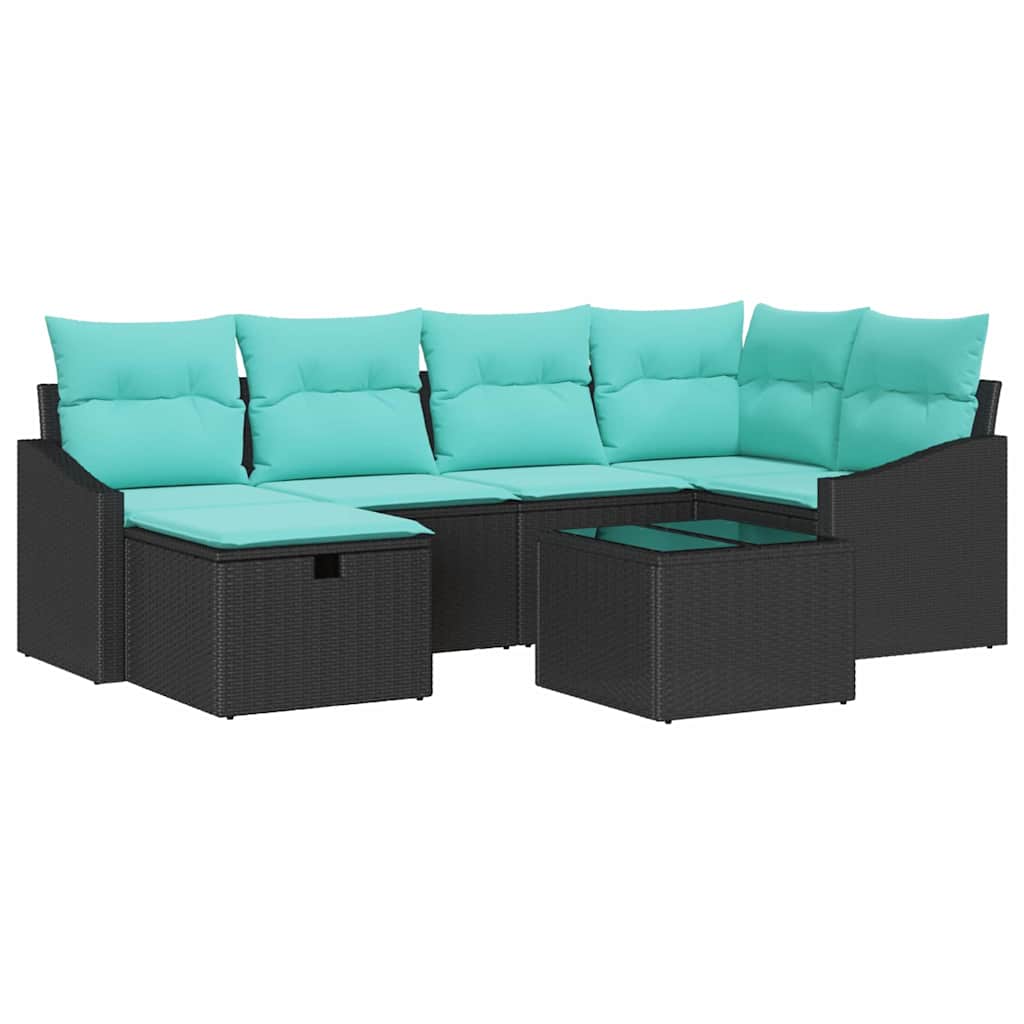 Set di divani con cuscino con archiviazione Nero polyrattan | homemem39