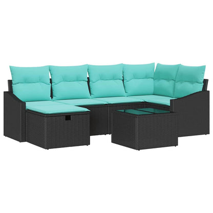 Set di divani con cuscino con archiviazione Nero polyrattan | homemem39