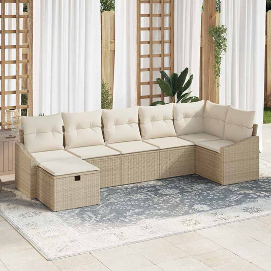 Set di divani con cuscino con archiviazione Beige polyrattan - homemem39