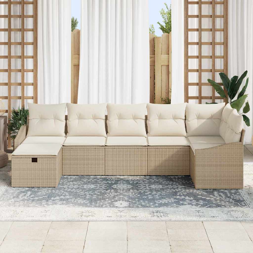 Set di divani con cuscino con archiviazione Beige polyrattan - homemem39