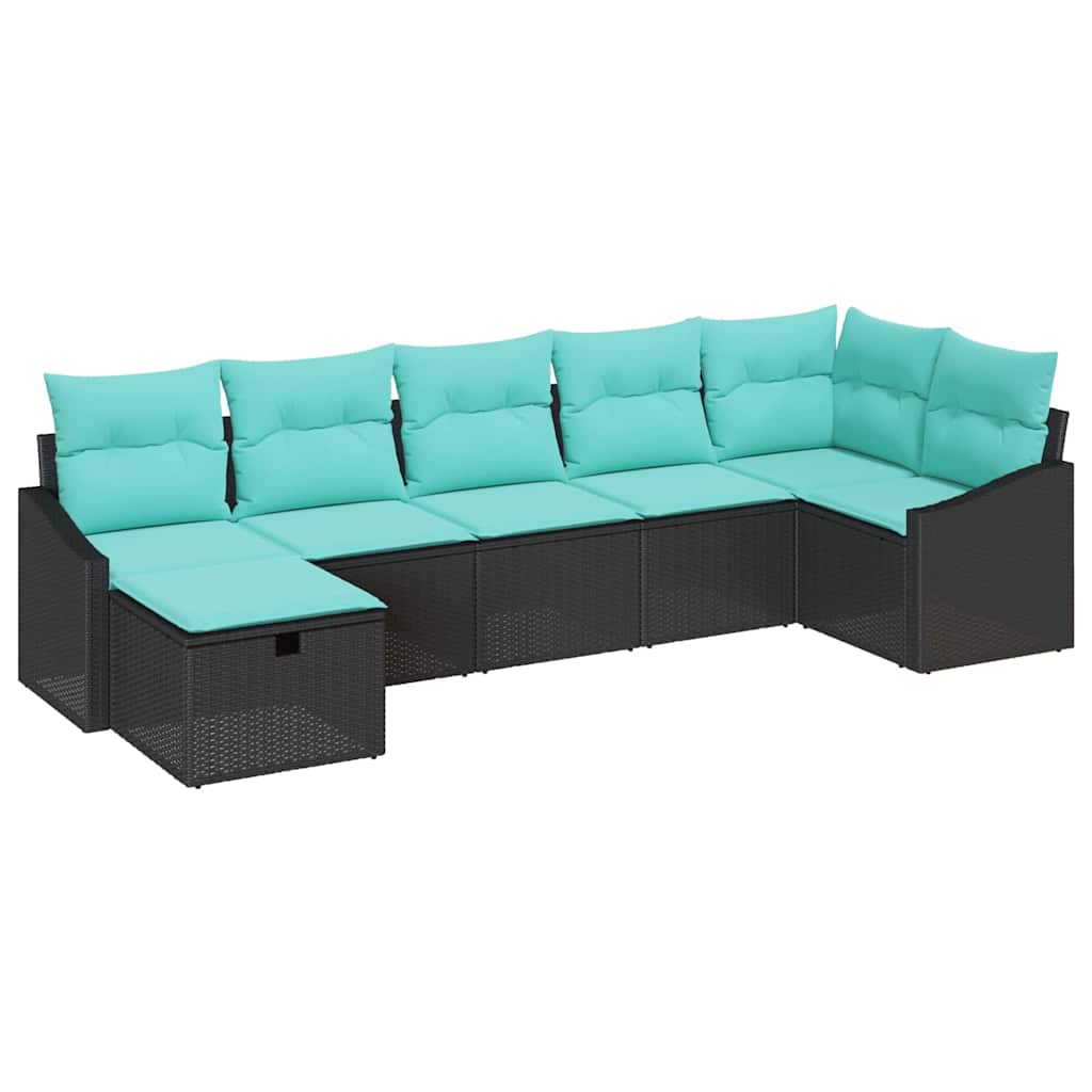 Set di divani con cuscino con archiviazione Nero polyrattan | homemem39
