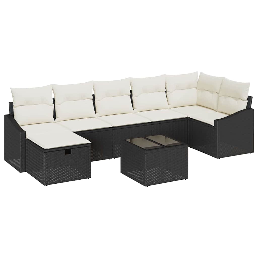 Set di divani con cuscino 8 pcs Nero polyrattan - homemem39