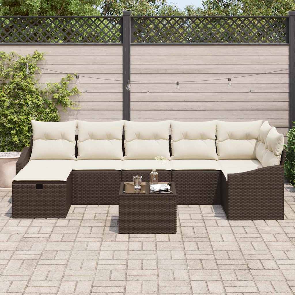 Set di divani con cuscino con archiviazione Marrone polyrattan - homemem39