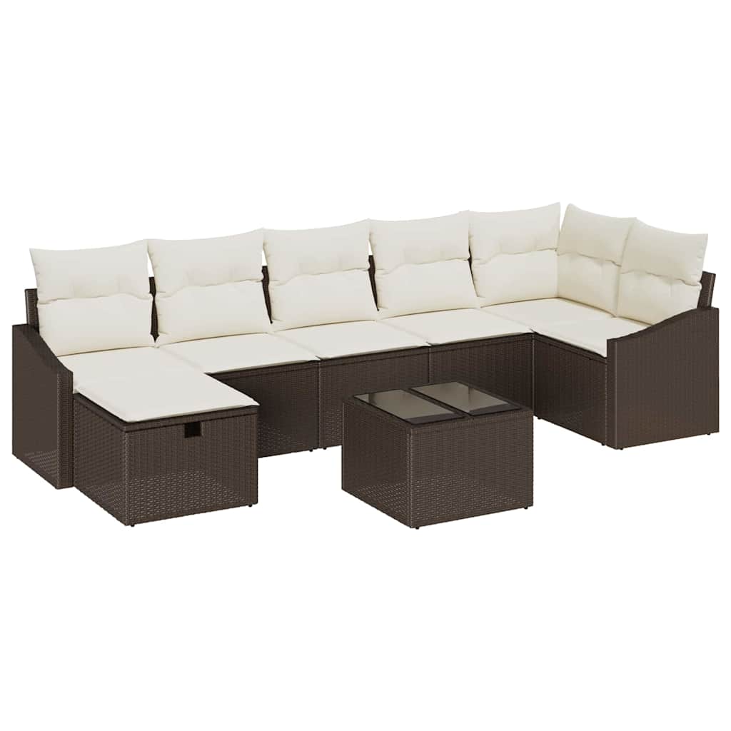 Set di divani con cuscino con archiviazione Marrone polyrattan - homemem39