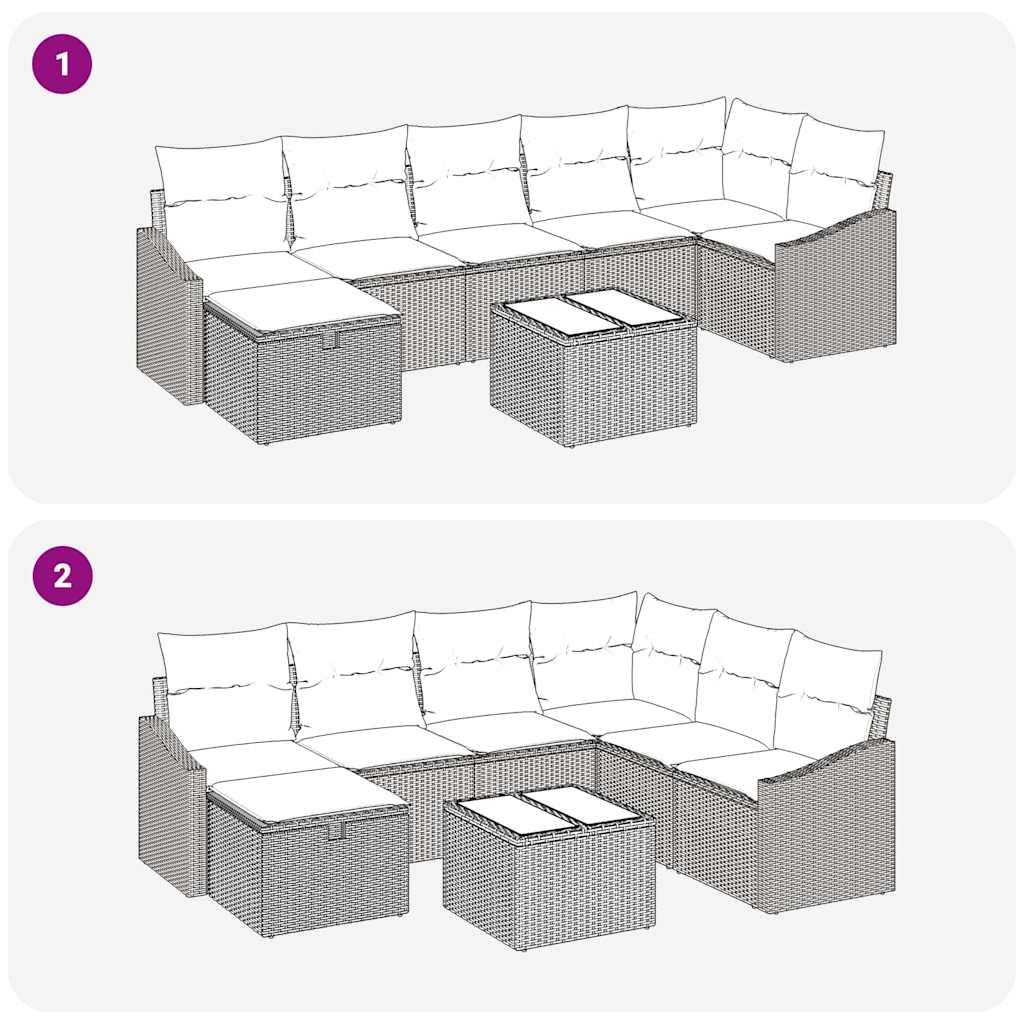 Set di divani 8 pz Grigio polyrattan | homemem39