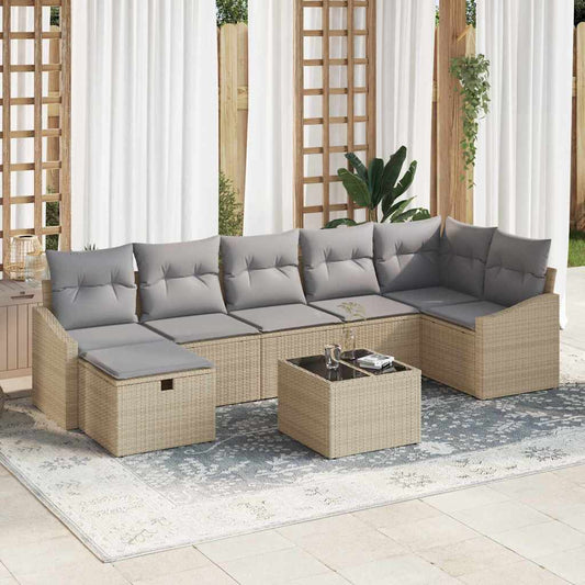 Set di divani con cuscino con archiviazione Beige polyrattan - homemem39