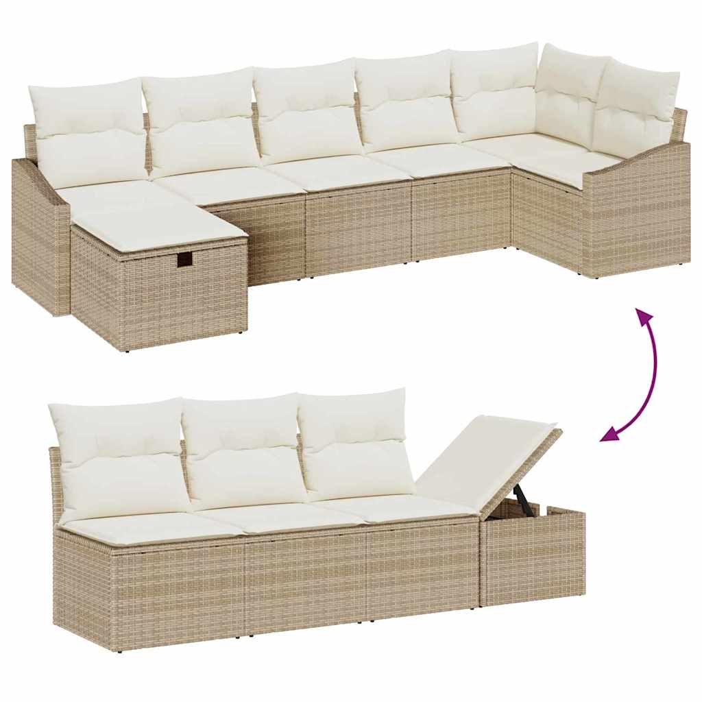 Set Divano da Giardino con cuscino 8 pcs Beige Poly Rattan - homemem39