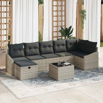 Set Divano da Giardino 8 pcs Grigio chiaro Poly Rattan - homemem39