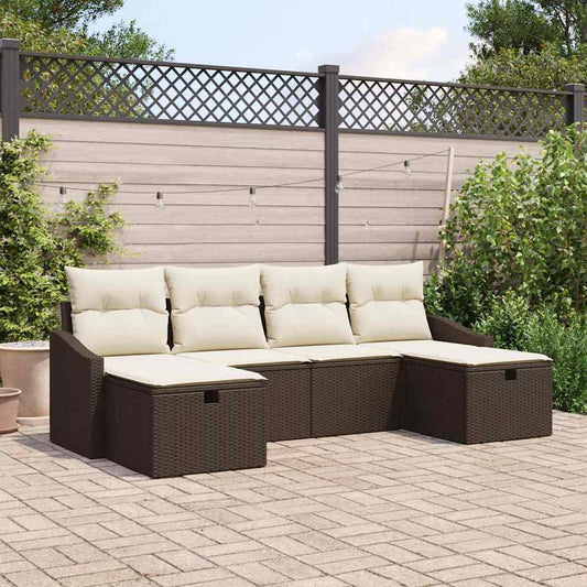 Set Divano da Giardino con cuscino 6 pcs polyrattan