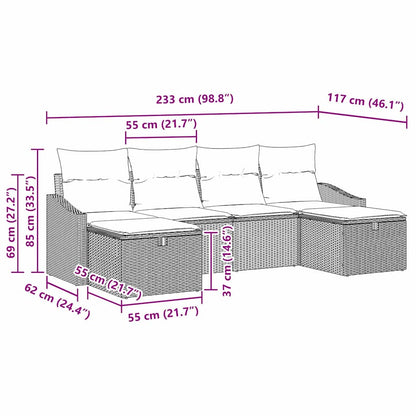 Set Divano da Giardino 6 pz polyrattan | homemem39