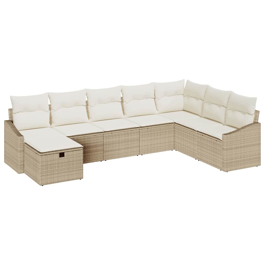 Set Divano da Giardino con cuscino 8 pcs Beige Poly Rattan - homemem39
