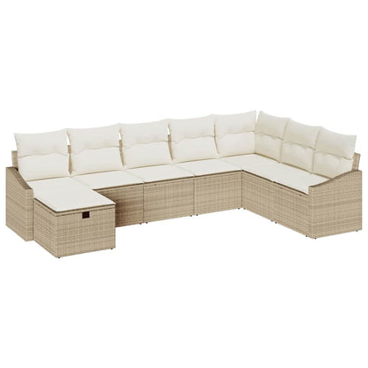 Set Divano da Giardino con cuscino 8 pcs Beige Poly Rattan - homemem39