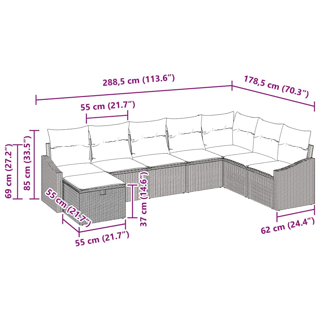 Set Divano da Giardino 8 pz polyrattan | homemem39