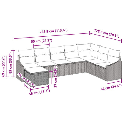 Set Divano da Giardino con cuscino 8 pcs Nero Poly Rattan | homemem39
