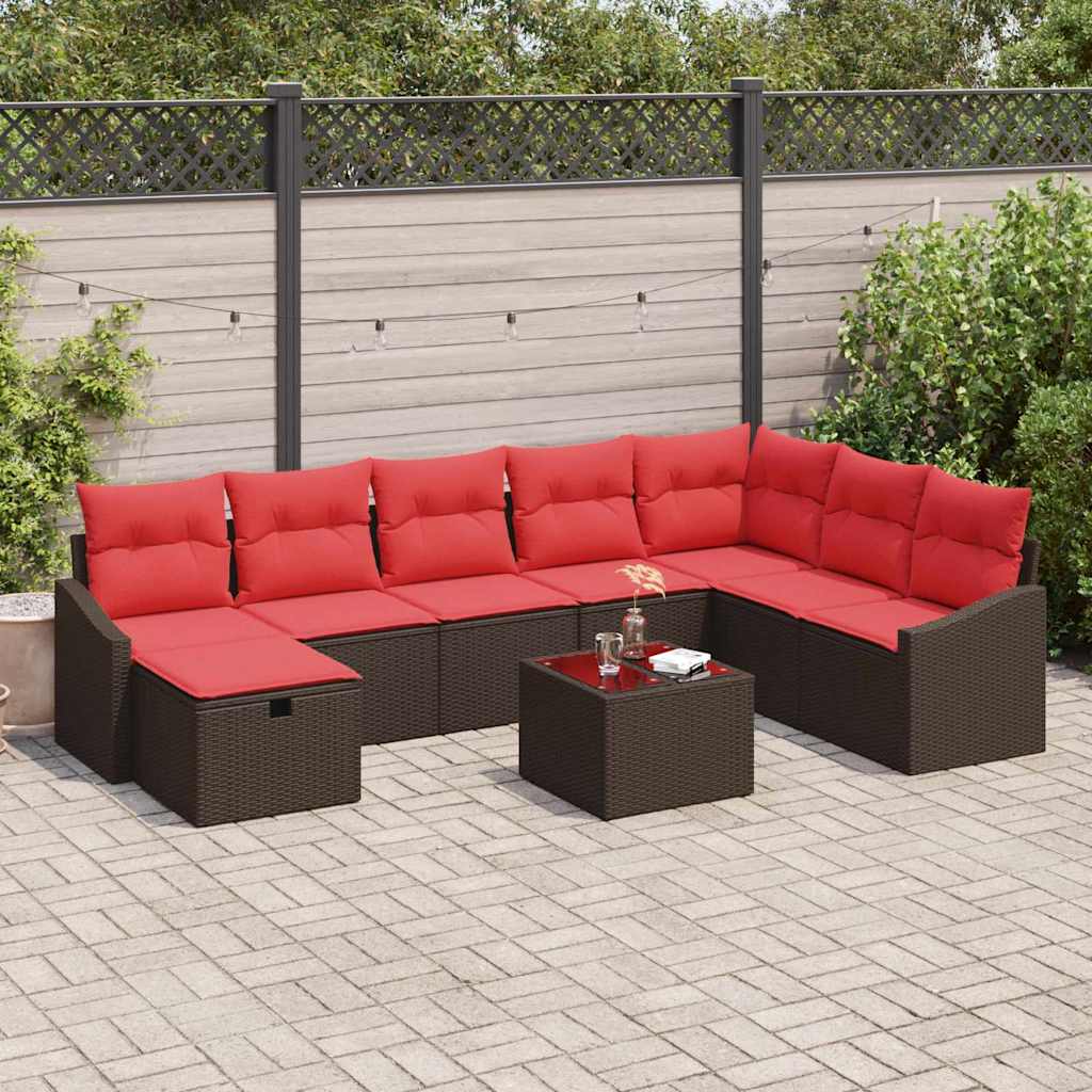 Set Divano da Giardino 9 pz polyrattan | homemem39