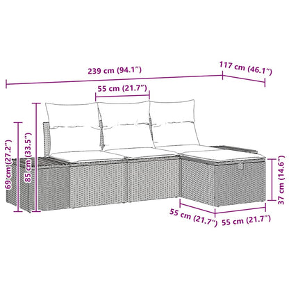 Set Divano da Giardino 4 pz polyrattan | homemem39