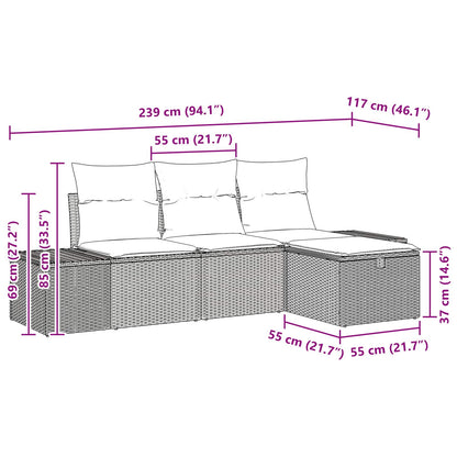 Set Divano da Giardino 4 pz polyrattan | homemem39