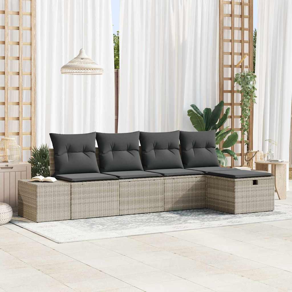 Set Divano da Giardino 5 pcs Grigio chiaro polyrattan - homemem39