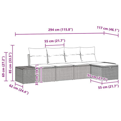 Set Divano da Giardino 5 pz Nero polyrattan | homemem39